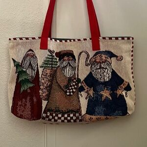 Festive Christmas Santa Tote Shoulder Purse Tapestry Bag